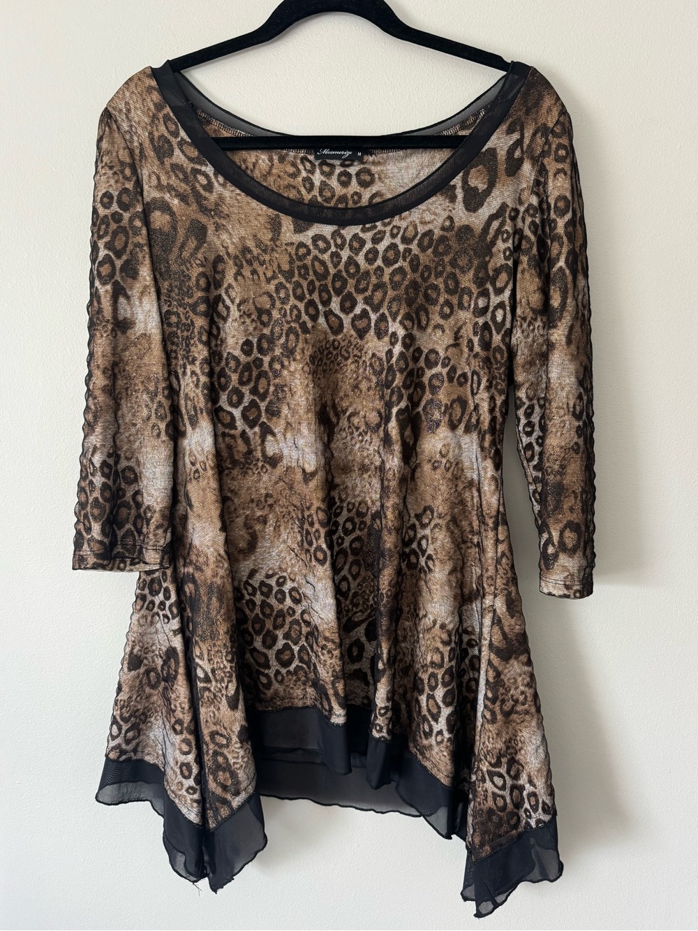 Mesmerize Tunic Sparkly Top Womens Medium Boho Swing Loose Gold